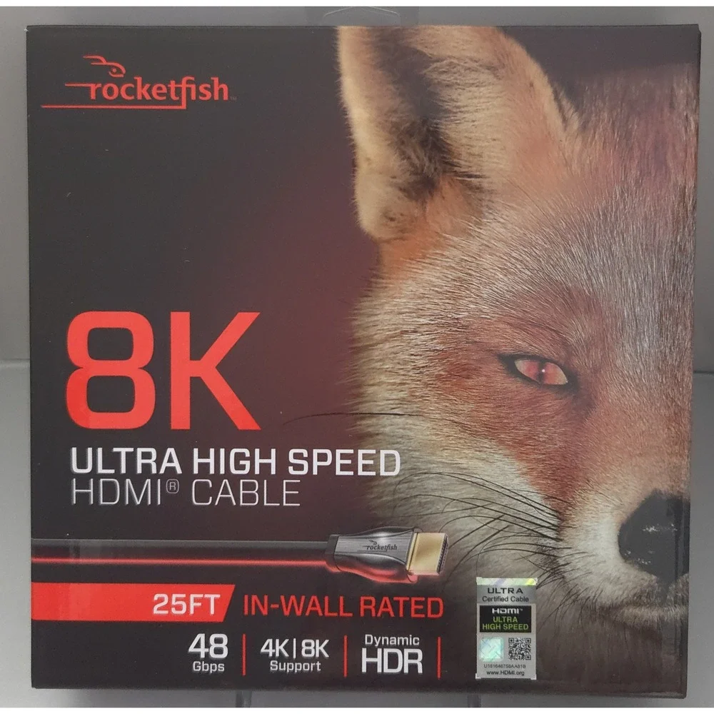 Rocketfish 25ft 8K Ultra High Speed HDMI 2.1 Certified Cable - RF-HG25N19 - NEW